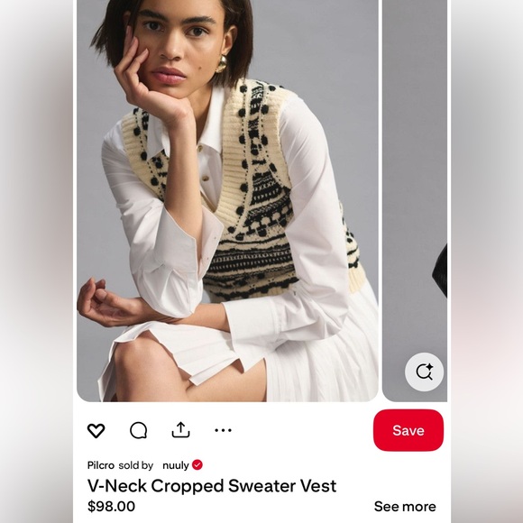 PILCRO ANTHROPOLGIE Black and Cream Knit Sweater Vest Size XS - Picture 12 of 15